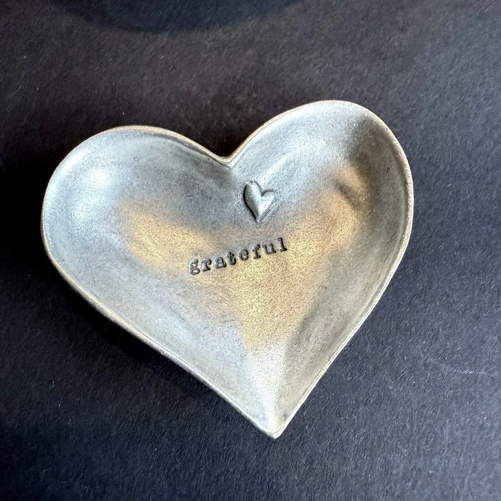New Natural Life Gift Set Pewter Heart Trinket Dish Lisa Leonard Floral Friend